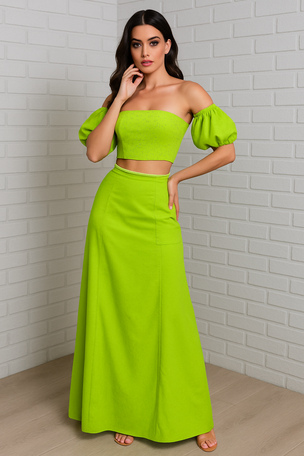 Conjunto Cropped e Saia Longa*