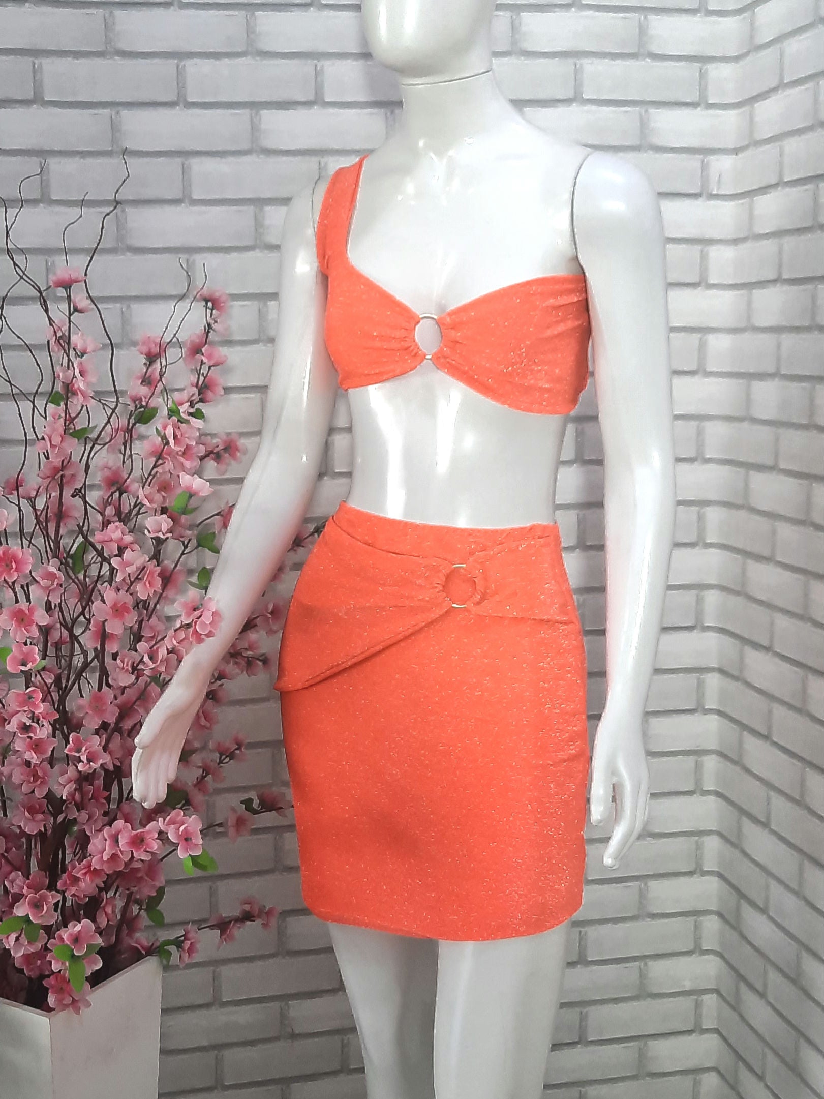 Conjunto Lurex Top Argola + Saia*