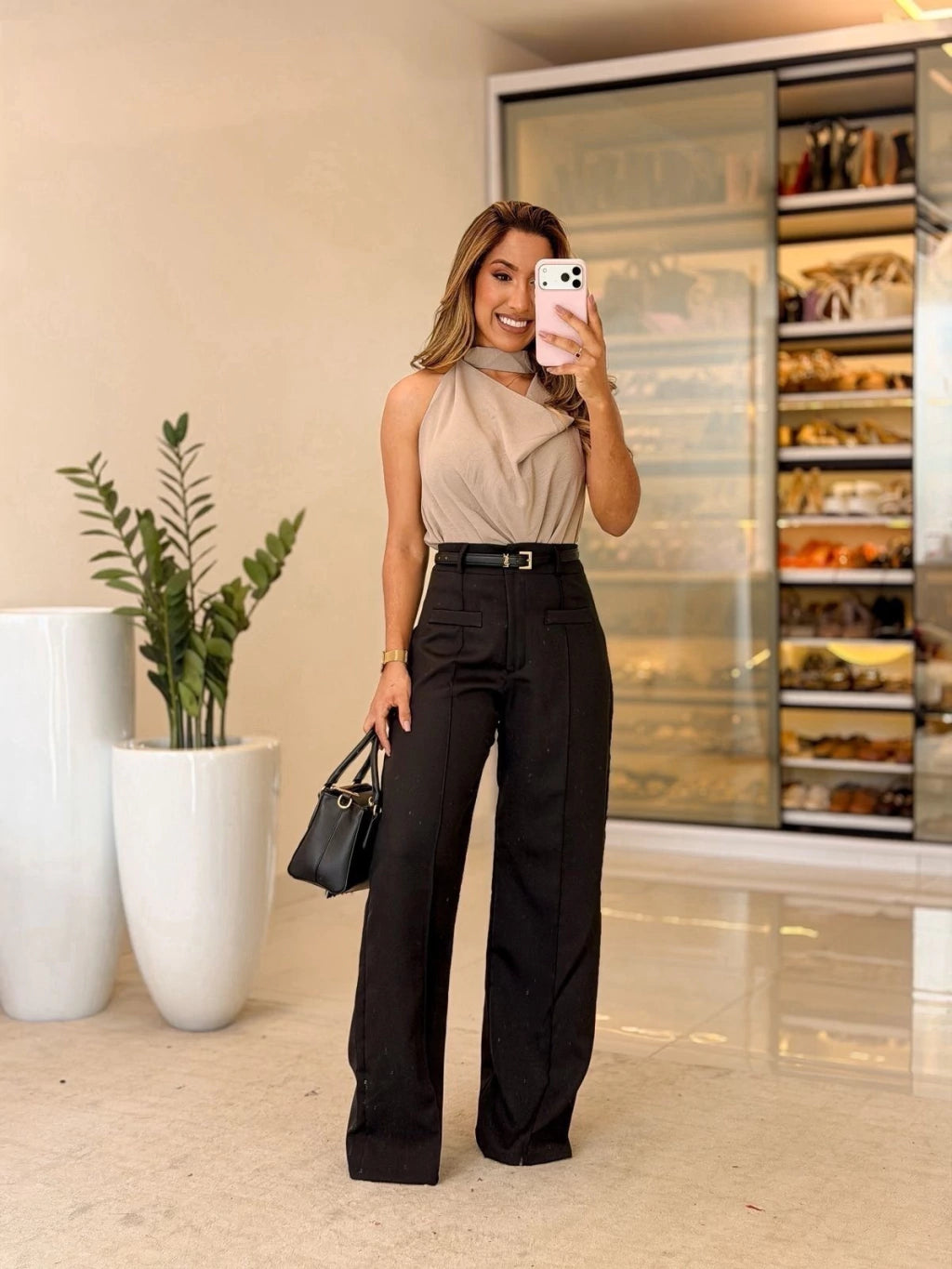 590 - Calça Alfaiataria | bolso fake