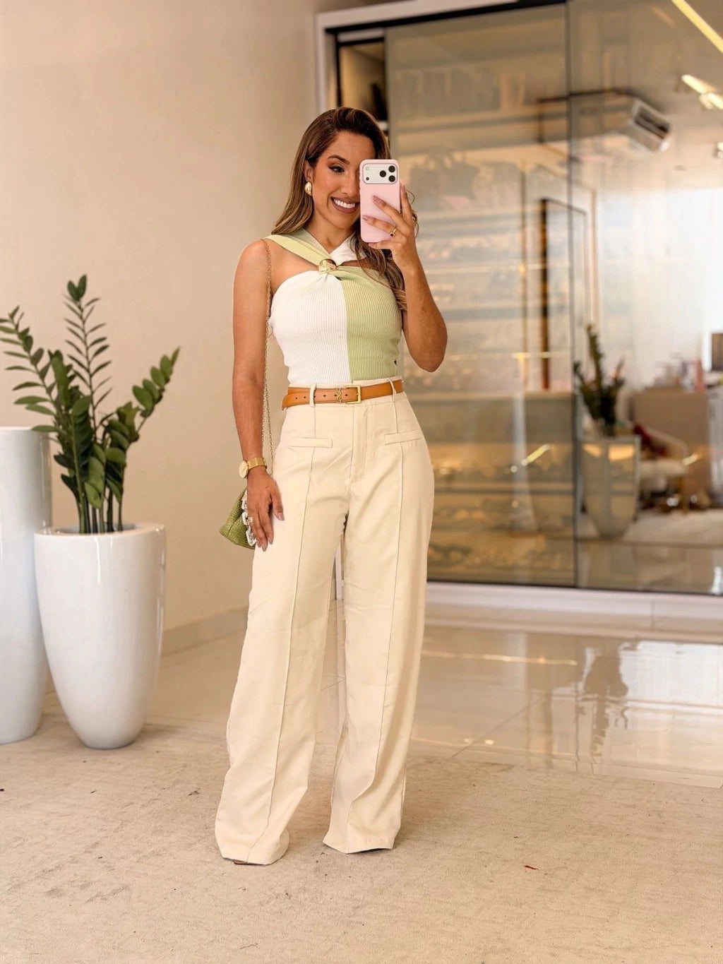 590 - Calça Alfaiataria | bolso fake