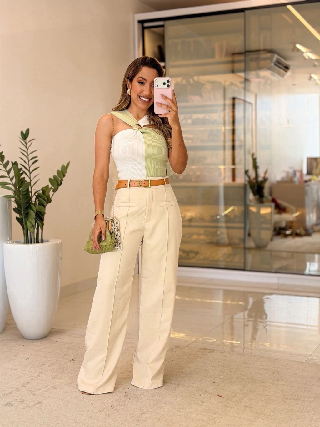 590 - Calça Alfaiataria | bolso fake