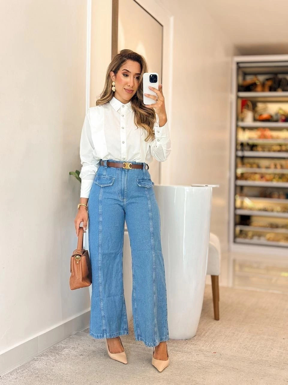 597 - Calça jeans claro | Pantalona