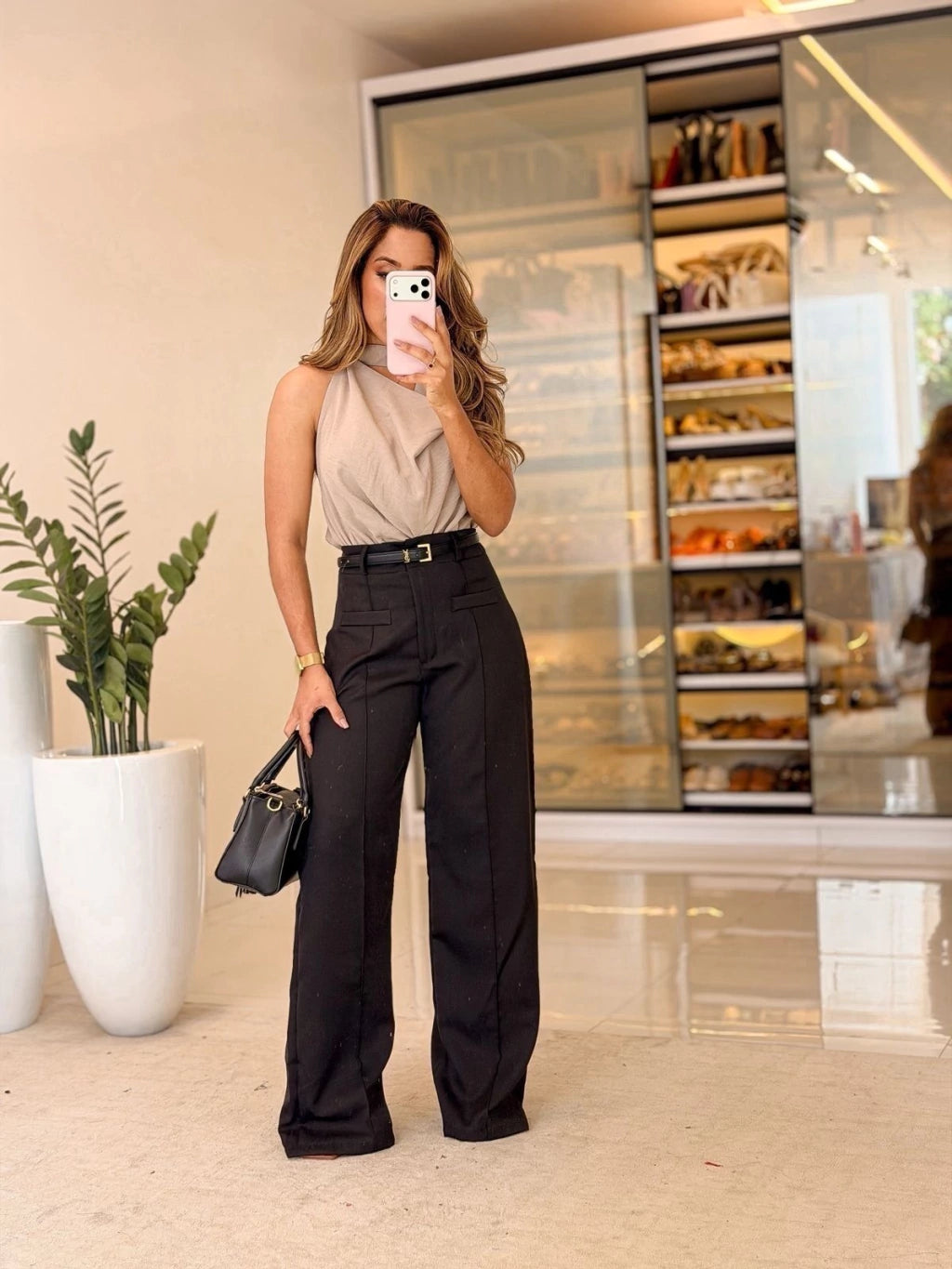 590 - Calça Alfaiataria | bolso fake